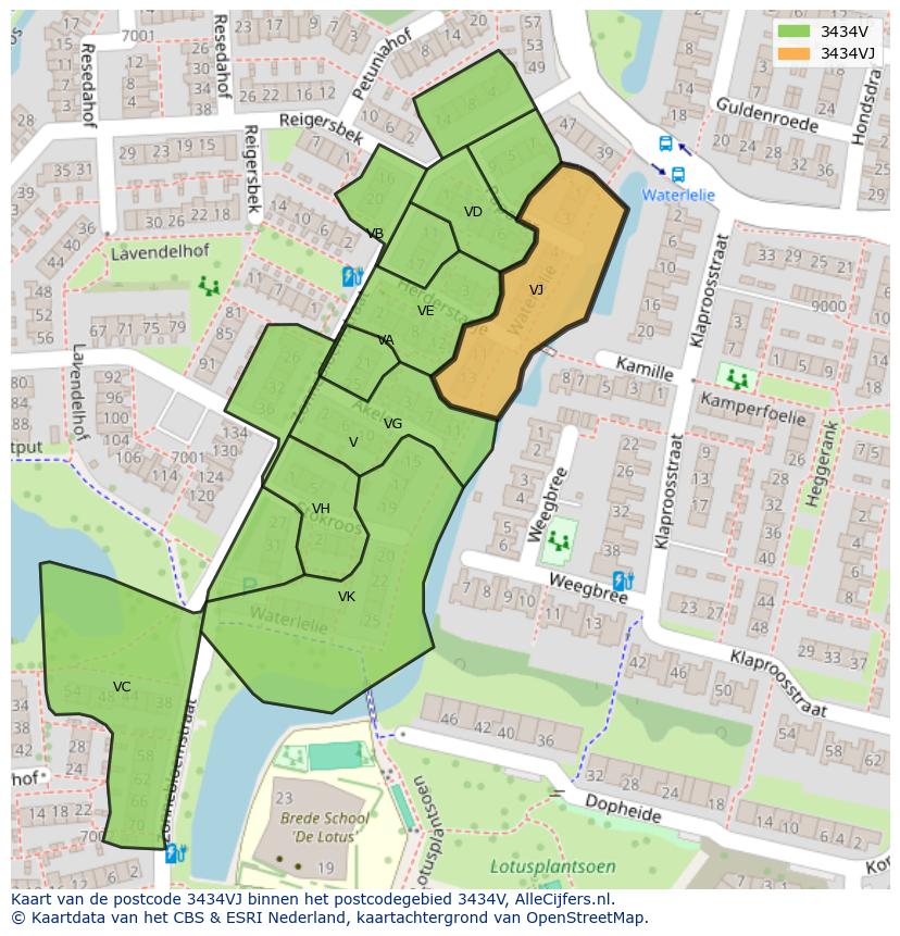 Afbeelding van het postcodegebied 3434 VJ op de kaart.