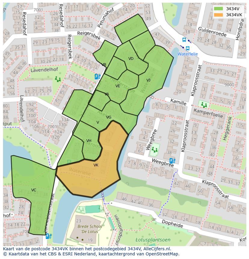 Afbeelding van het postcodegebied 3434 VK op de kaart.