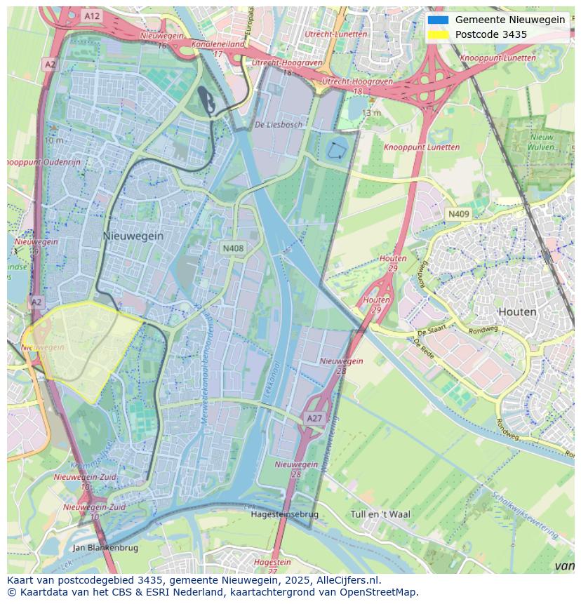 Afbeelding van het postcodegebied 3435 op de kaart.