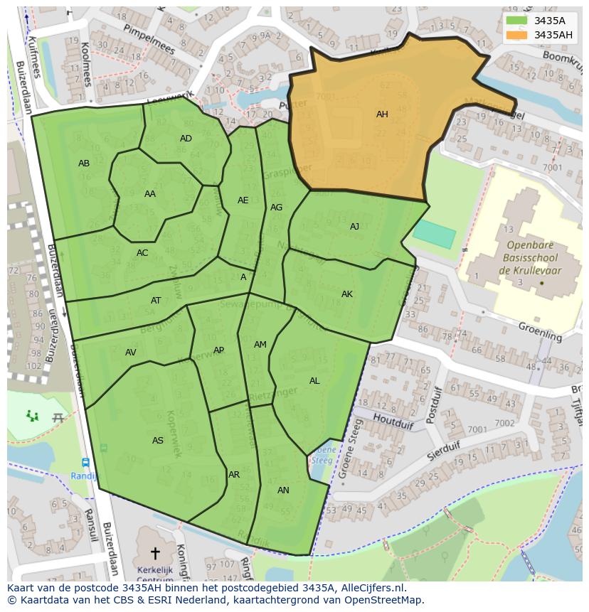 Afbeelding van het postcodegebied 3435 AH op de kaart.