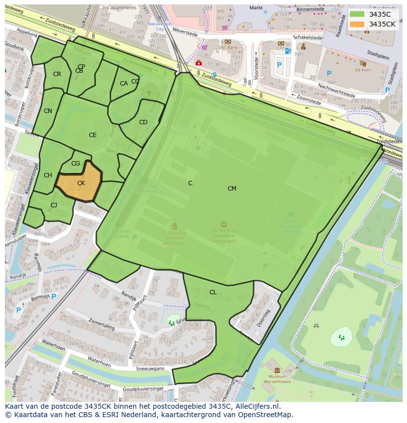 Afbeelding van het postcodegebied 3435 CK op de kaart.