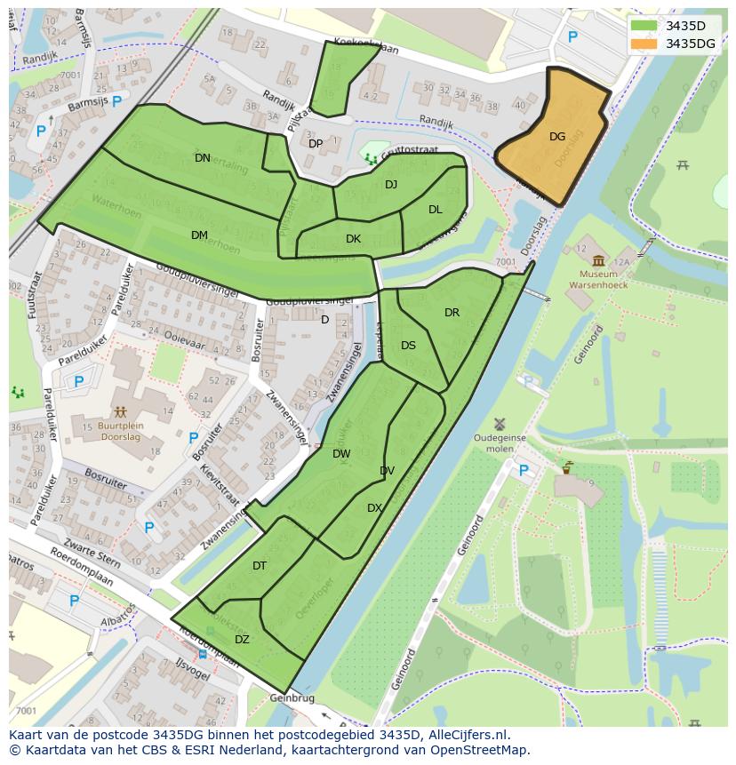 Afbeelding van het postcodegebied 3435 DG op de kaart.