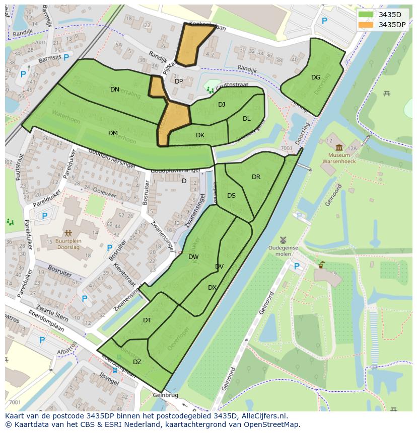 Afbeelding van het postcodegebied 3435 DP op de kaart.