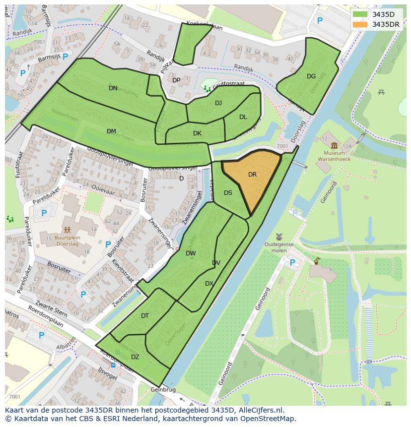 Afbeelding van het postcodegebied 3435 DR op de kaart.