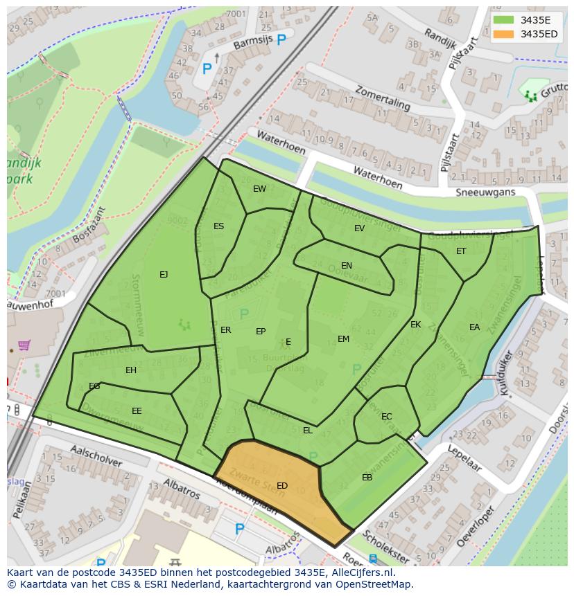 Afbeelding van het postcodegebied 3435 ED op de kaart.