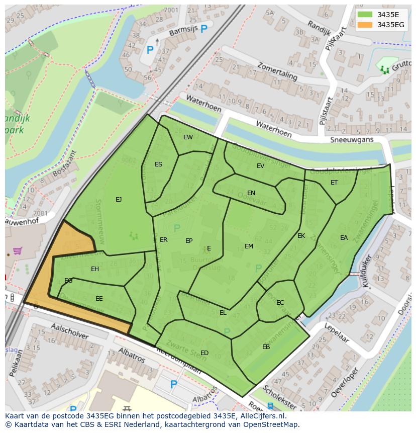 Afbeelding van het postcodegebied 3435 EG op de kaart.