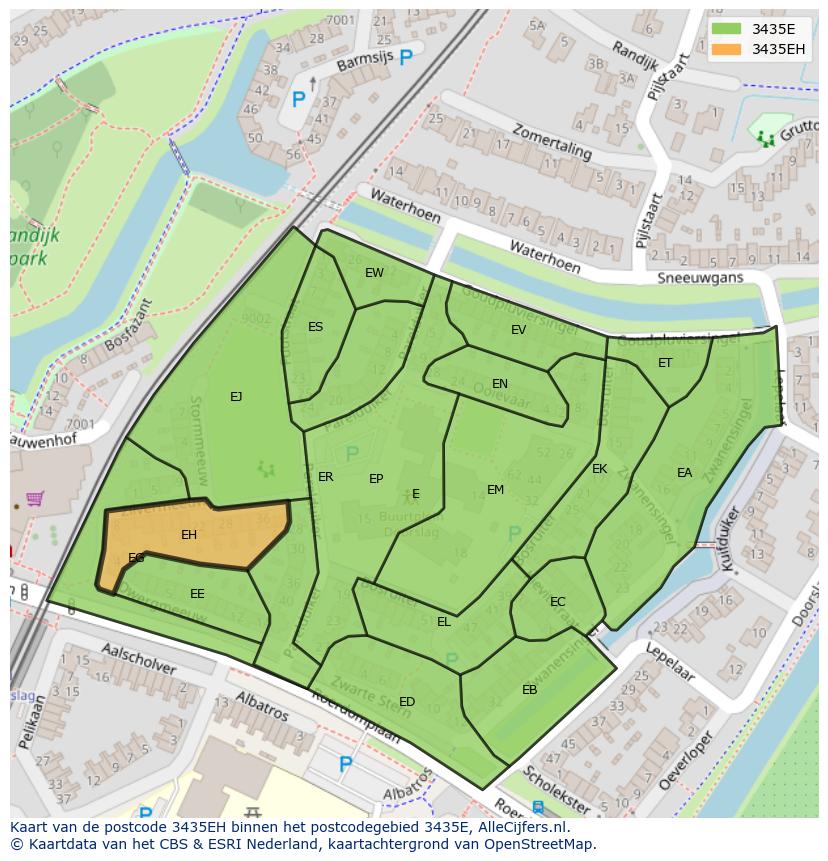 Afbeelding van het postcodegebied 3435 EH op de kaart.