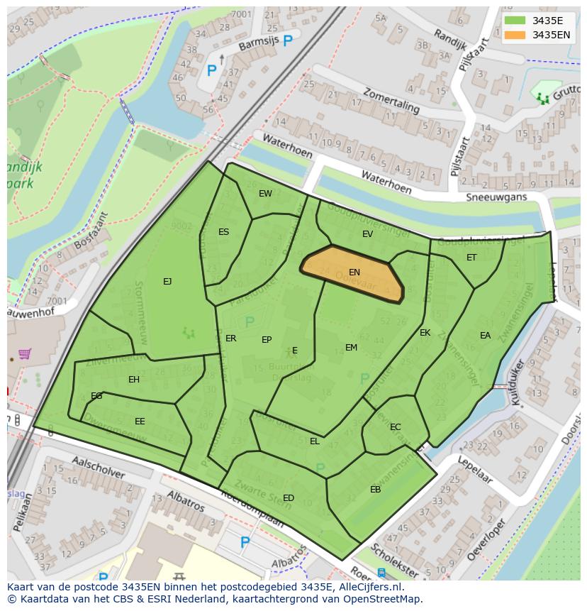 Afbeelding van het postcodegebied 3435 EN op de kaart.