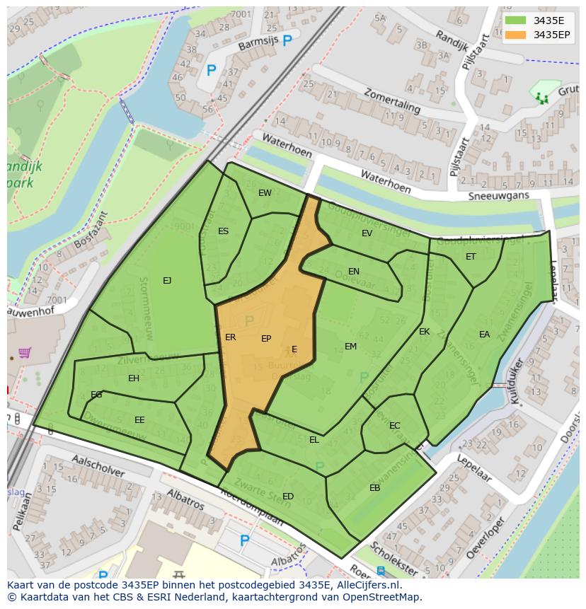 Afbeelding van het postcodegebied 3435 EP op de kaart.