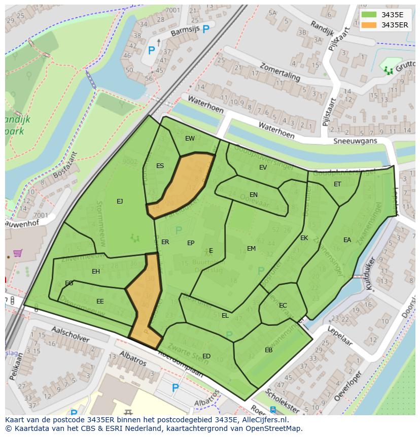 Afbeelding van het postcodegebied 3435 ER op de kaart.