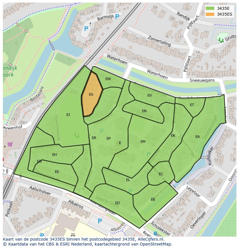 Afbeelding van het postcodegebied 3435 ES op de kaart.