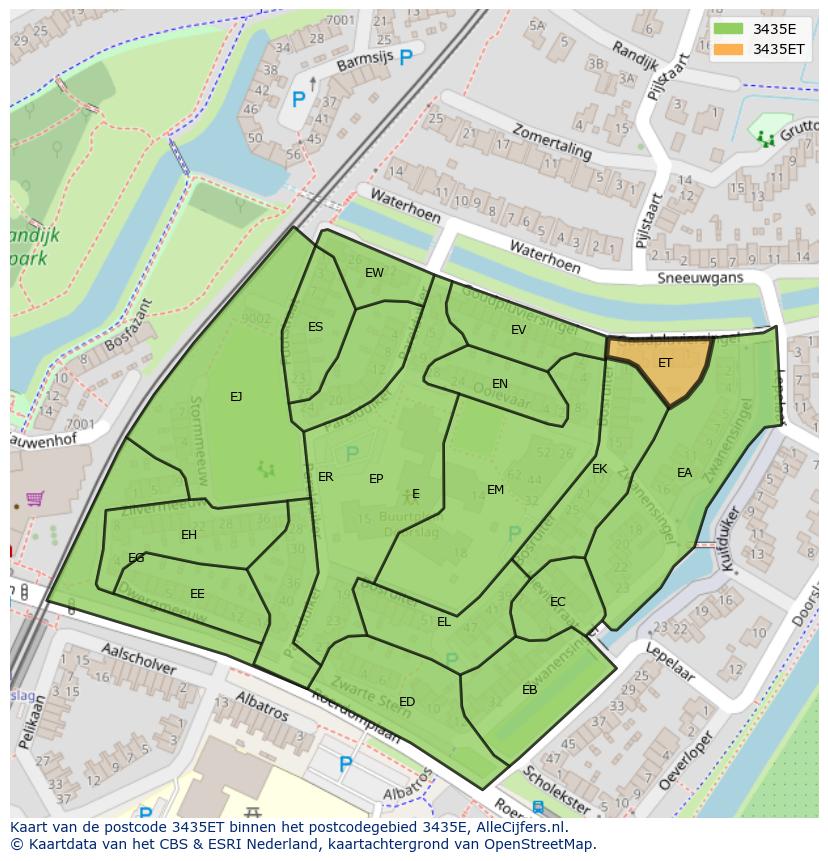 Afbeelding van het postcodegebied 3435 ET op de kaart.