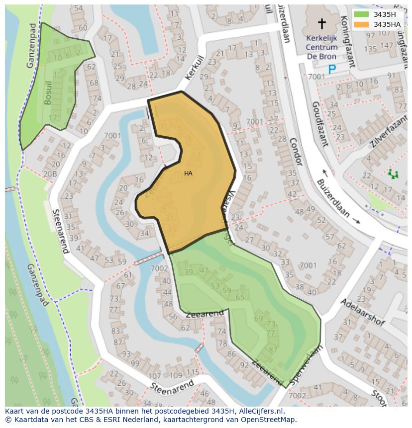 Afbeelding van het postcodegebied 3435 HA op de kaart.