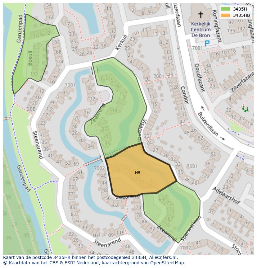 Afbeelding van het postcodegebied 3435 HB op de kaart.