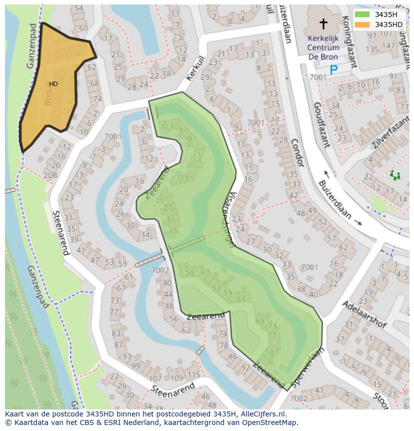 Afbeelding van het postcodegebied 3435 HD op de kaart.