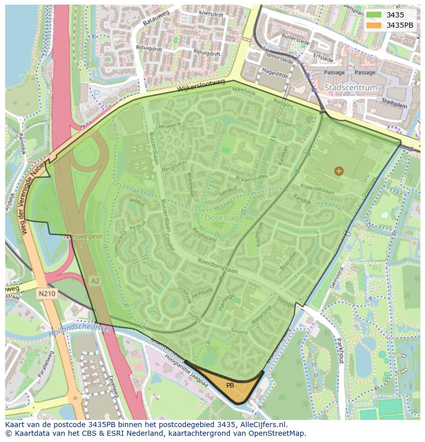 Afbeelding van het postcodegebied 3435 PB op de kaart.