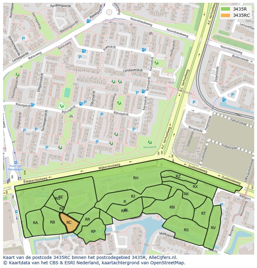 Afbeelding van het postcodegebied 3435 RC op de kaart.