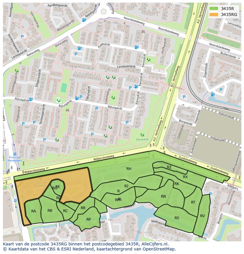 Afbeelding van het postcodegebied 3435 RG op de kaart.