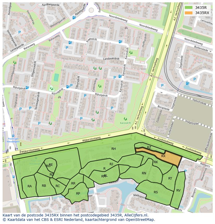 Afbeelding van het postcodegebied 3435 RX op de kaart.