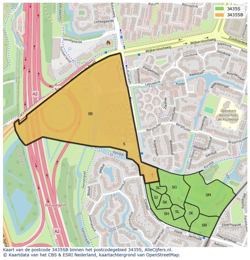 Afbeelding van het postcodegebied 3435 SB op de kaart.