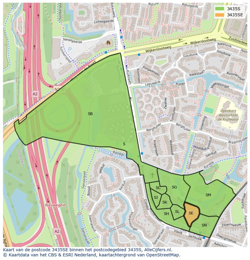 Afbeelding van het postcodegebied 3435 SE op de kaart.