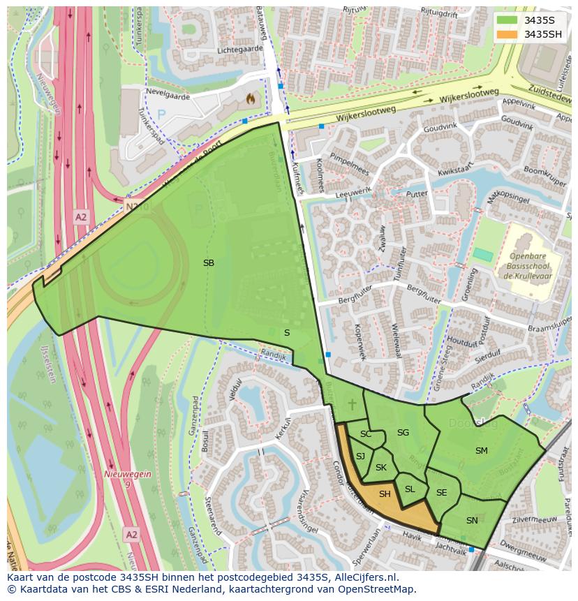 Afbeelding van het postcodegebied 3435 SH op de kaart.