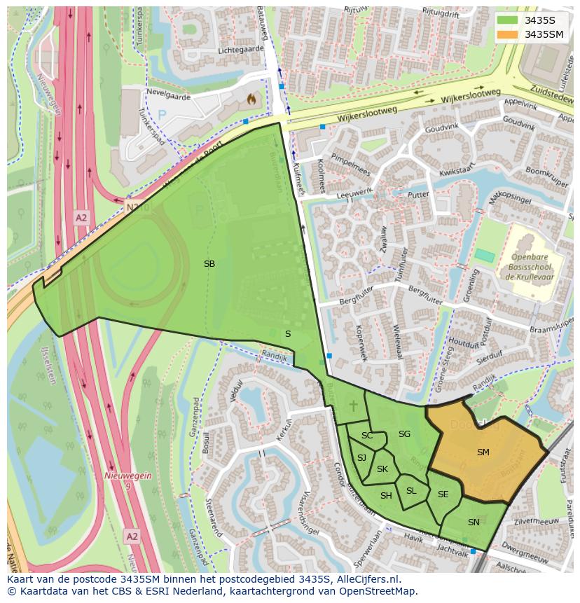 Afbeelding van het postcodegebied 3435 SM op de kaart.