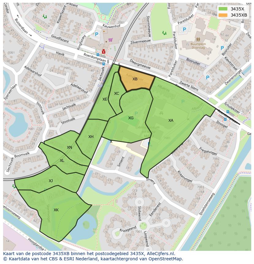 Afbeelding van het postcodegebied 3435 XB op de kaart.