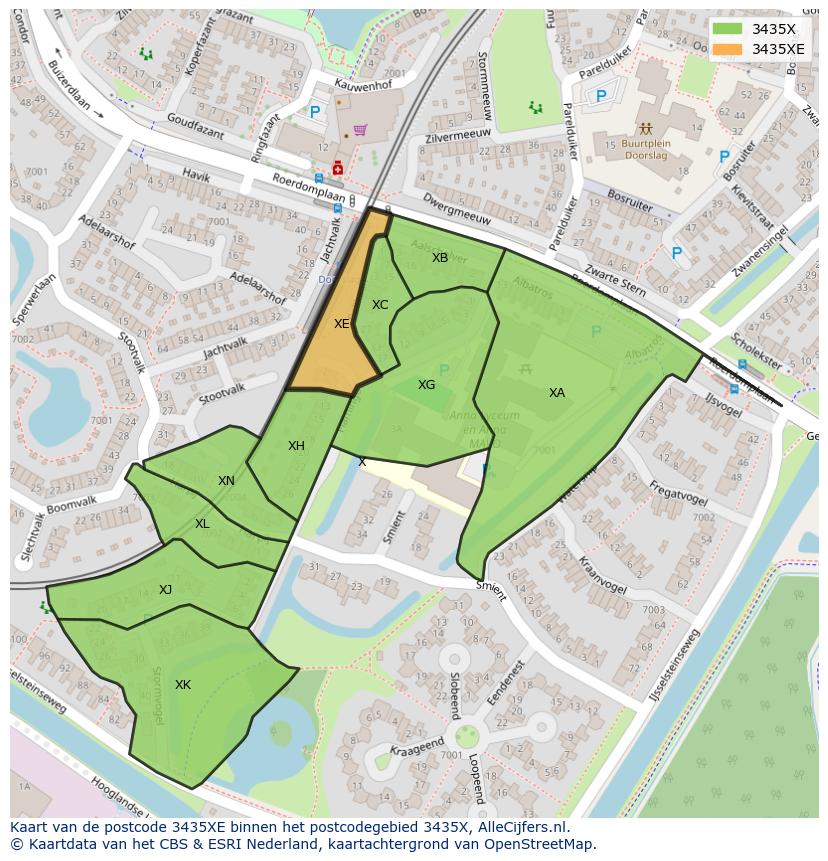 Afbeelding van het postcodegebied 3435 XE op de kaart.