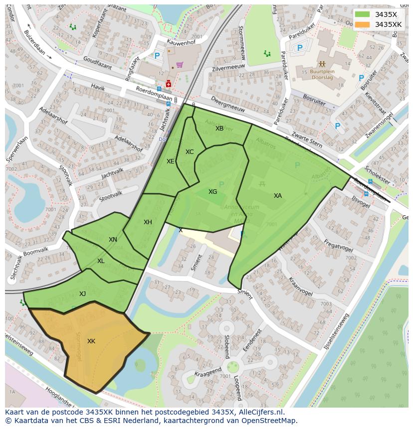 Afbeelding van het postcodegebied 3435 XK op de kaart.