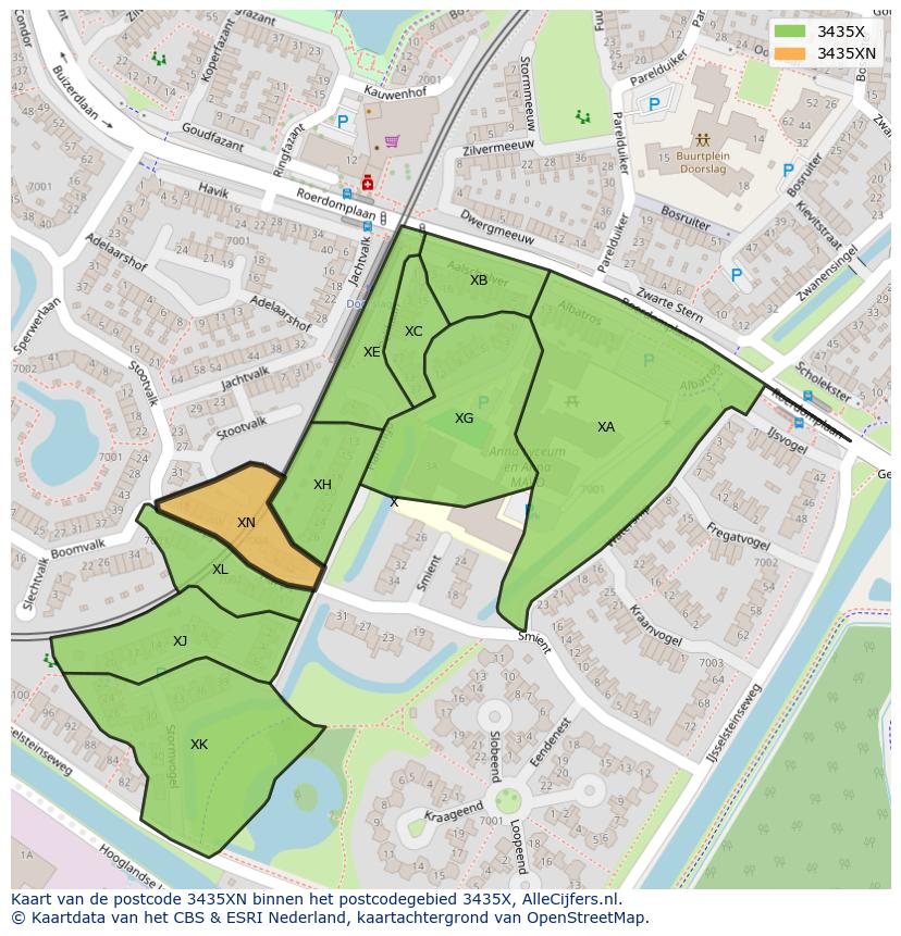 Afbeelding van het postcodegebied 3435 XN op de kaart.