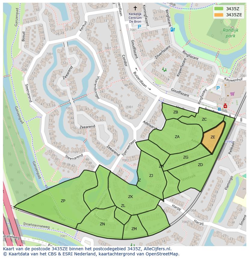 Afbeelding van het postcodegebied 3435 ZE op de kaart.