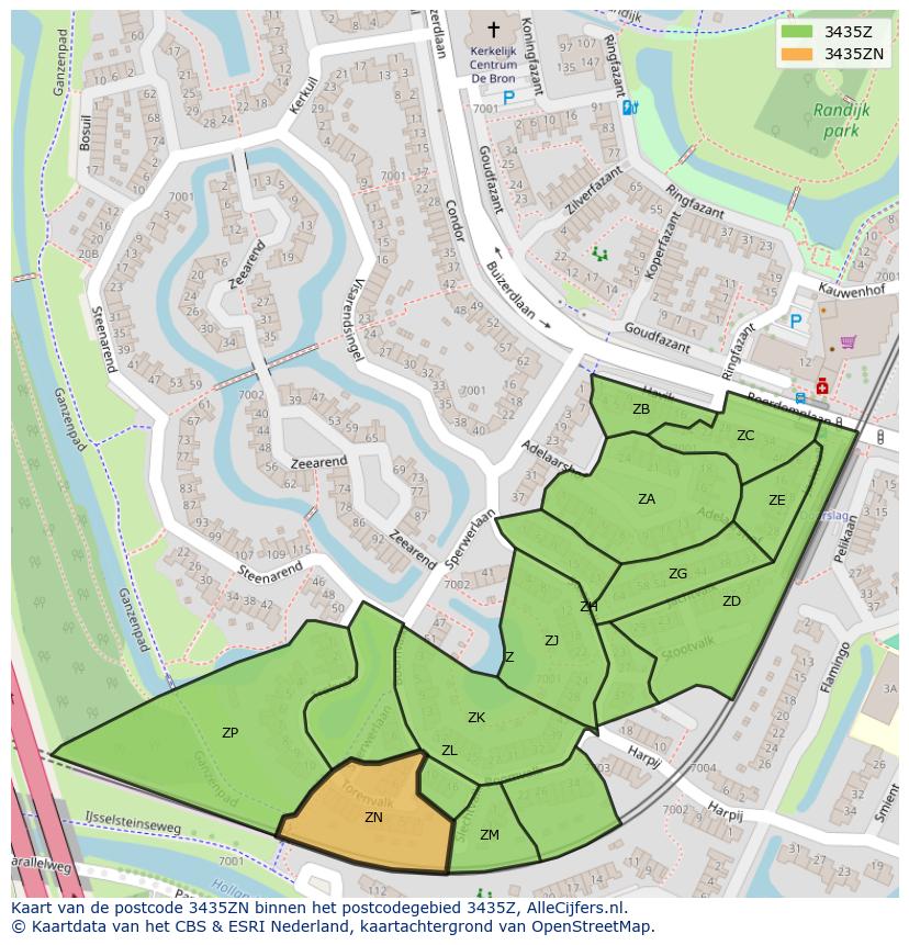 Afbeelding van het postcodegebied 3435 ZN op de kaart.