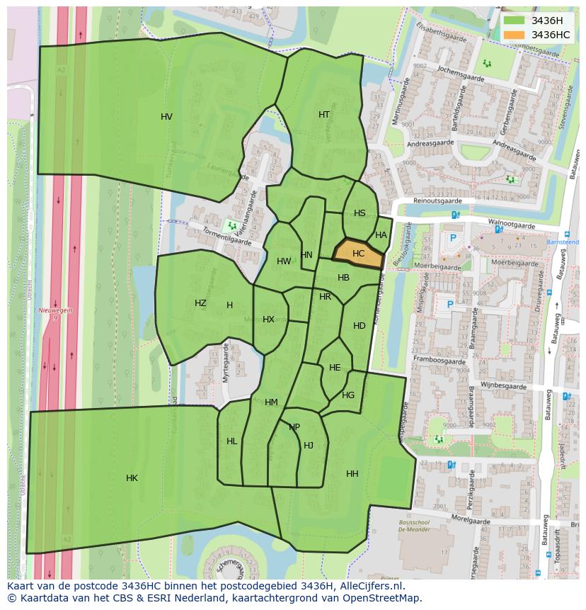 Afbeelding van het postcodegebied 3436 HC op de kaart.