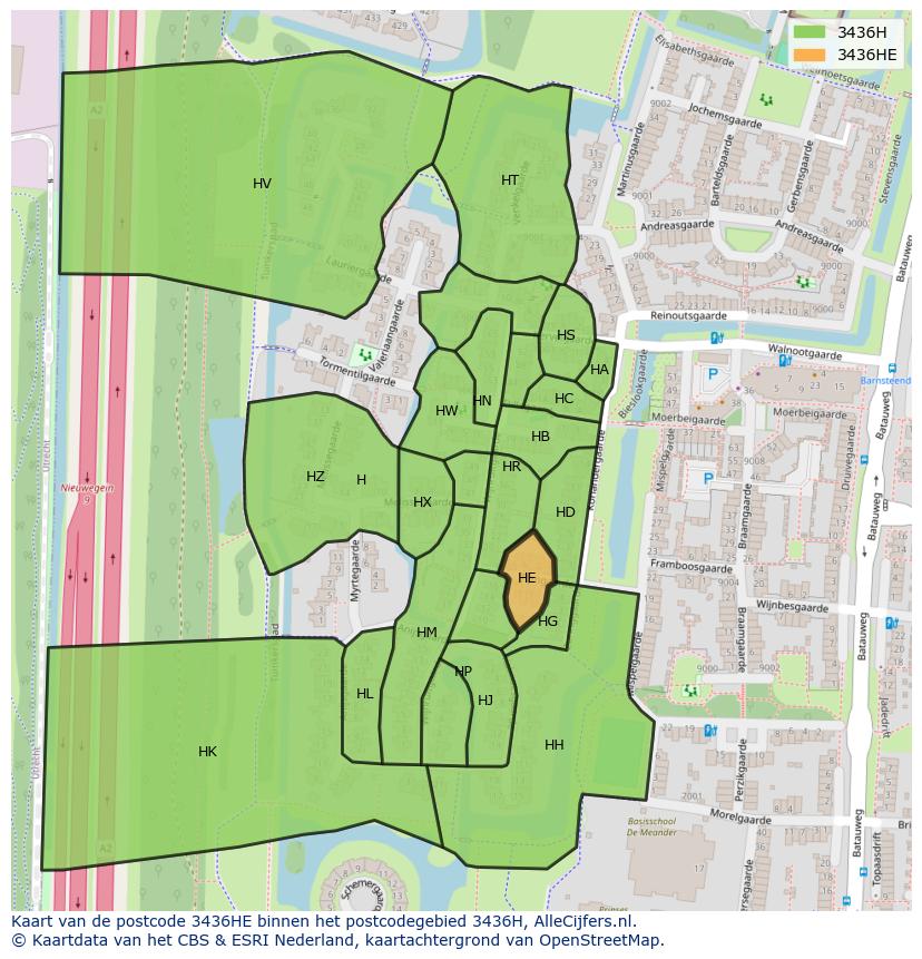 Afbeelding van het postcodegebied 3436 HE op de kaart.