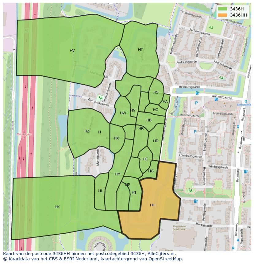 Afbeelding van het postcodegebied 3436 HH op de kaart.