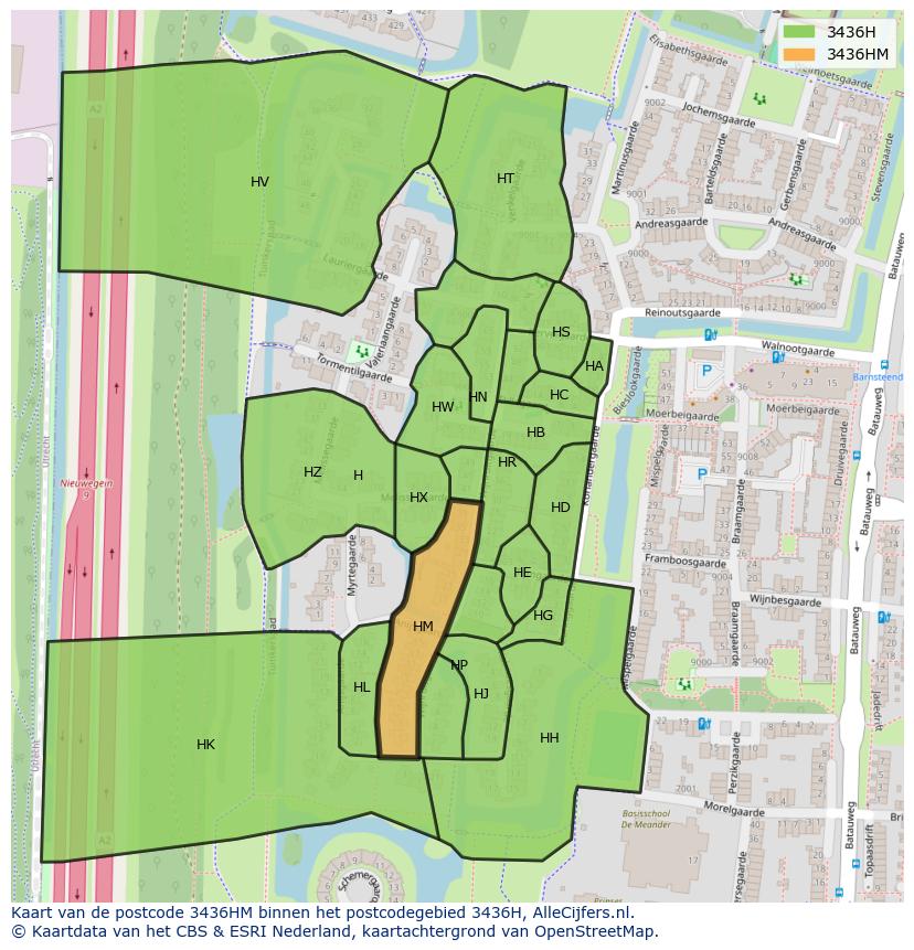 Afbeelding van het postcodegebied 3436 HM op de kaart.