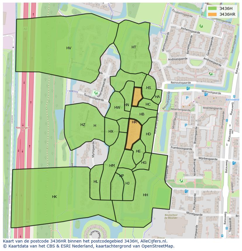 Afbeelding van het postcodegebied 3436 HR op de kaart.