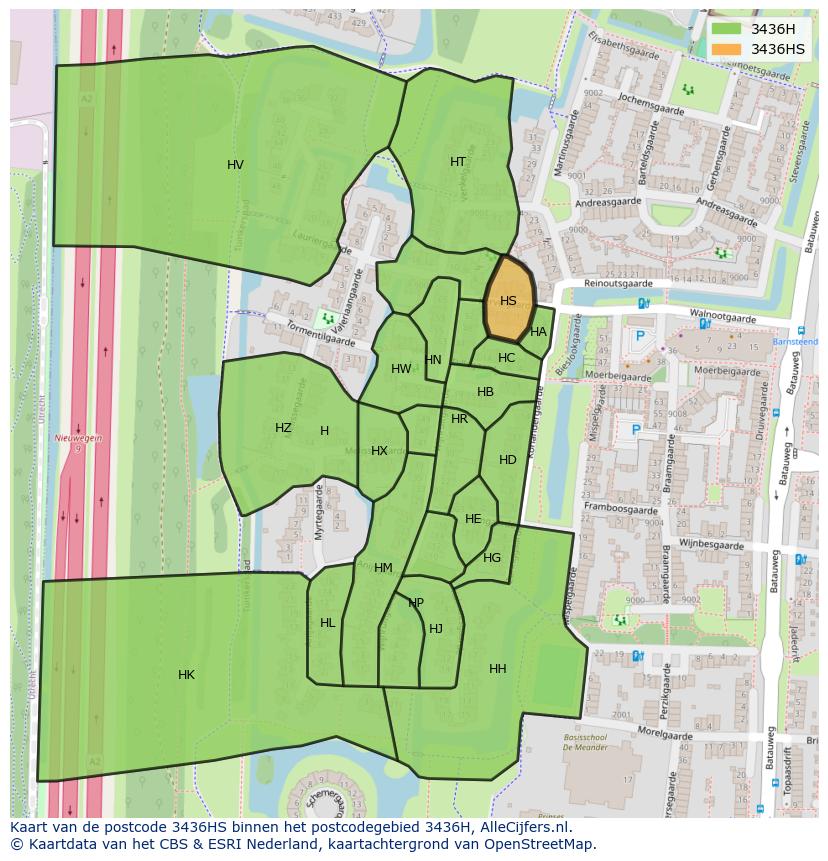 Afbeelding van het postcodegebied 3436 HS op de kaart.