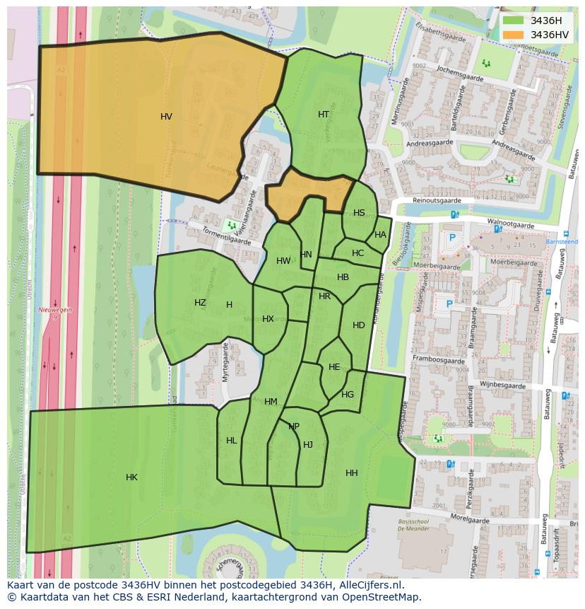 Afbeelding van het postcodegebied 3436 HV op de kaart.