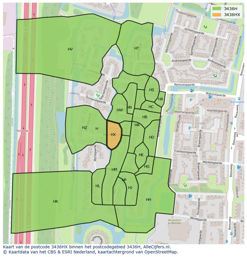 Afbeelding van het postcodegebied 3436 HX op de kaart.