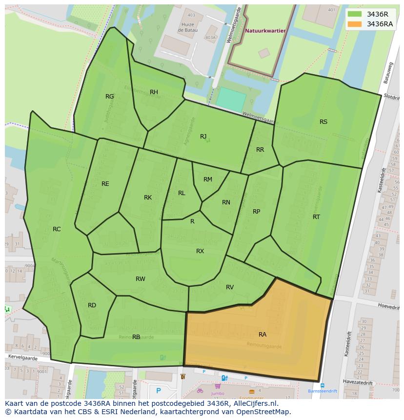 Afbeelding van het postcodegebied 3436 RA op de kaart.