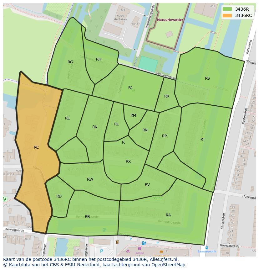 Afbeelding van het postcodegebied 3436 RC op de kaart.