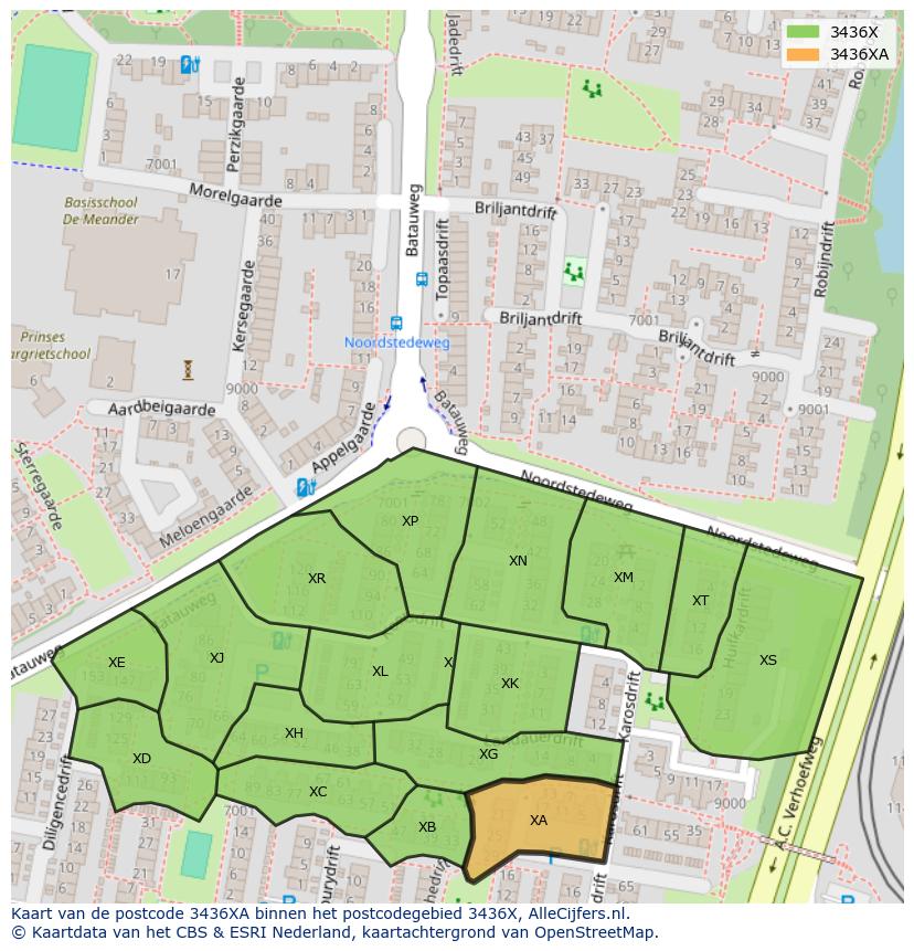 Afbeelding van het postcodegebied 3436 XA op de kaart.