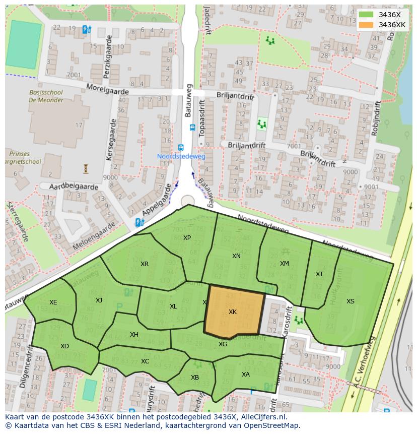 Afbeelding van het postcodegebied 3436 XK op de kaart.