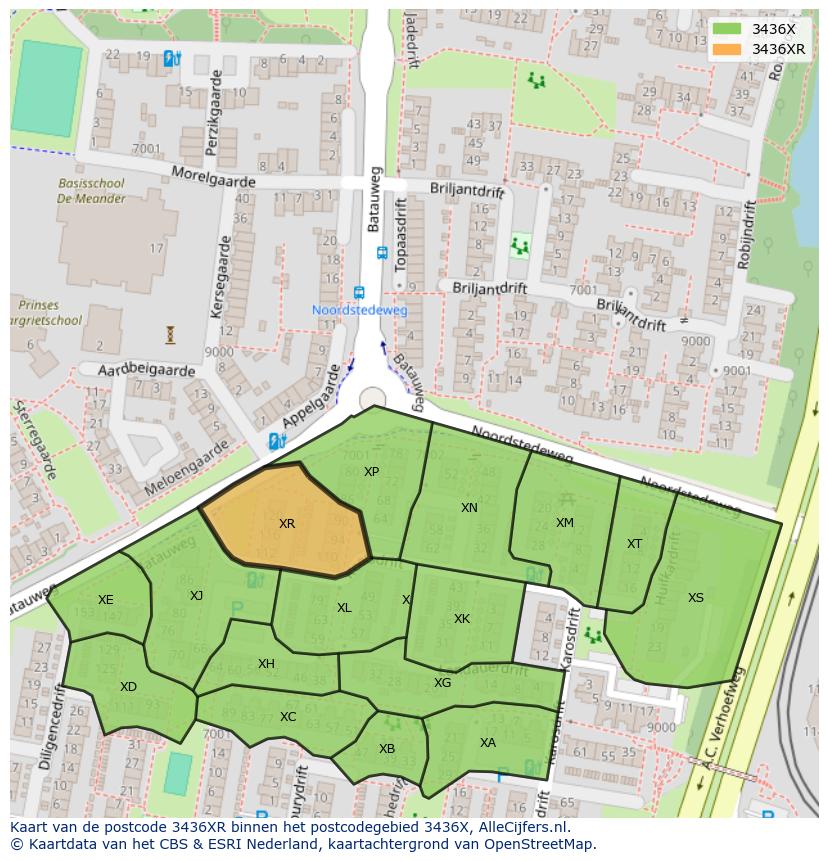 Afbeelding van het postcodegebied 3436 XR op de kaart.