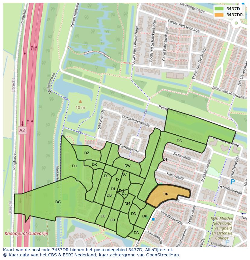Afbeelding van het postcodegebied 3437 DR op de kaart.