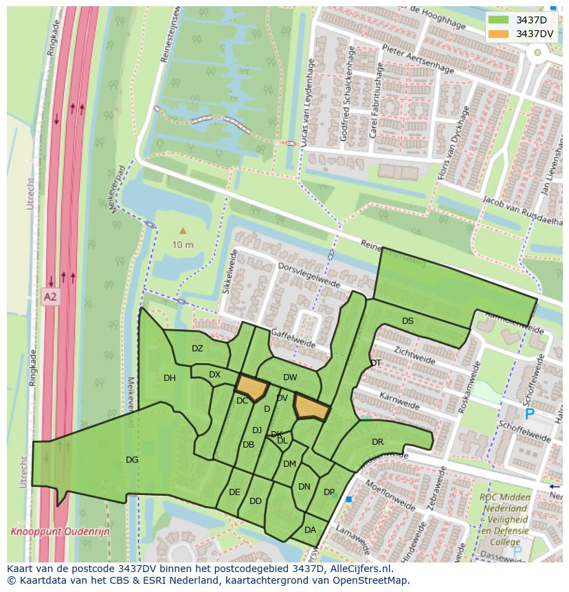 Afbeelding van het postcodegebied 3437 DV op de kaart.