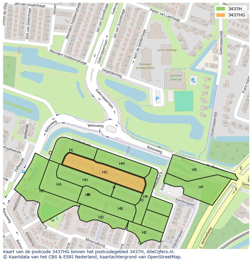 Afbeelding van het postcodegebied 3437 HG op de kaart.