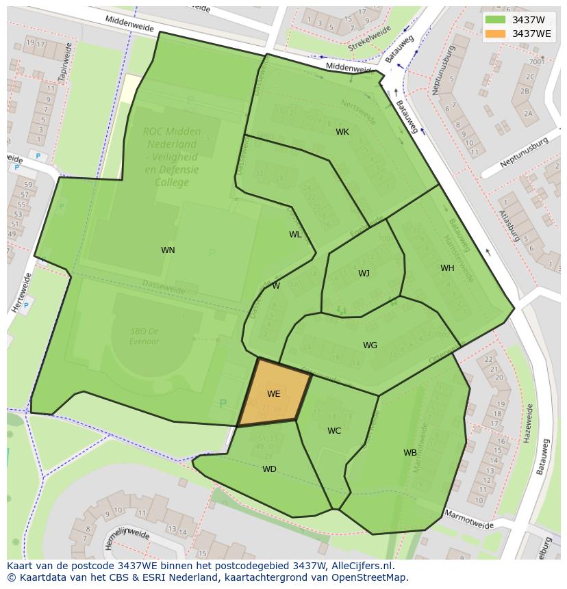 Afbeelding van het postcodegebied 3437 WE op de kaart.